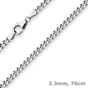 3,3mm Panzerkette Silberkette Collier Halskette aus 925 Silber rhodiniert 70cm