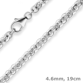 4,6mm Armband Fantasiekette Silberarmband Armschmuck aus 925 Silber 19cm