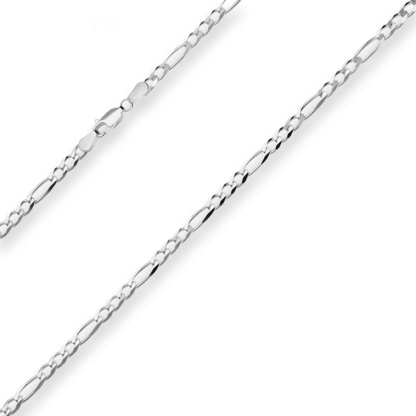 3.9mm Figarokette diamantiert aus 925 Silber 55cm