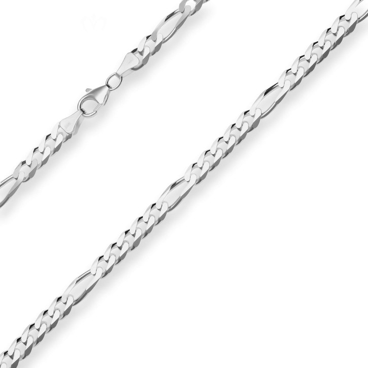 6mm Figarokette diamantiert aus 925 Silber 50cm