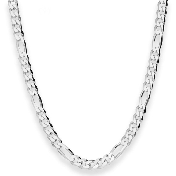 6mm Figarokette diamantiert aus 925 Silber 50cm