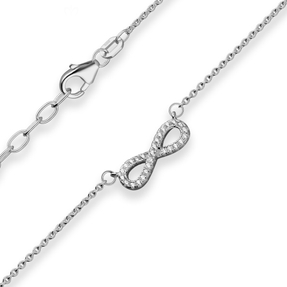 1,3mm Rund-Ankerkette Collier Infinity aus 925 Silber rhodiniert 42cm Zirkonia