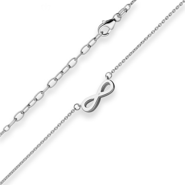 1.3mm Rund-Ankerkette Infinity aus 925 Silber rhodiniert 42cm