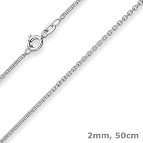 2mm Rund-Ankerkette Silberkette Collier Halskette aus 925 Silber rhodiniert 50cm
