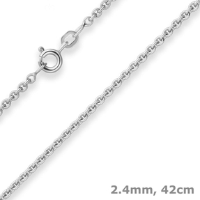 2,4mm Rund-Ankerkette Silberkette Collier Halskette aus 925 Silber 42cm