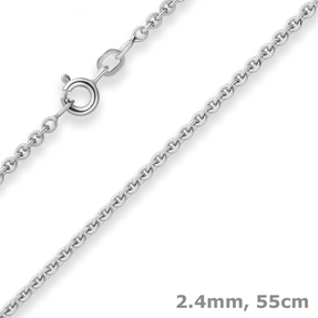 2,4mm Rund-Ankerkette Silberkette Collier Halskette aus 925 Silber 55cm