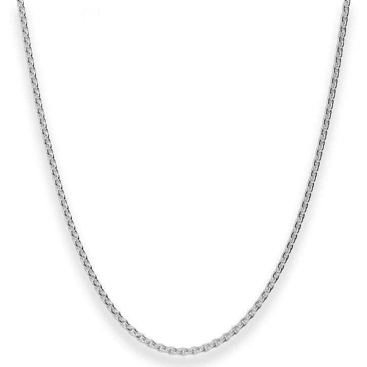 2.4mm Rund-Ankerkette aus 925 Silber rhodiniert 60cm