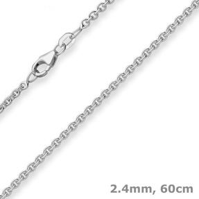2,4mm Rund-Ankerkette Kette Collier Halskette aus 925 Silber rhodiniert 60cm