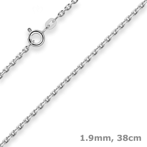 1,9mm Ankerkette diamantiert Collier Halskette aus 925 Silber rhodiniert 38cm