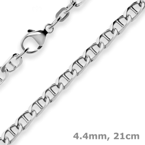 4,4mm Armband Panzerstegkette Armschmuck aus 925 Silber rhodiniert 21cm