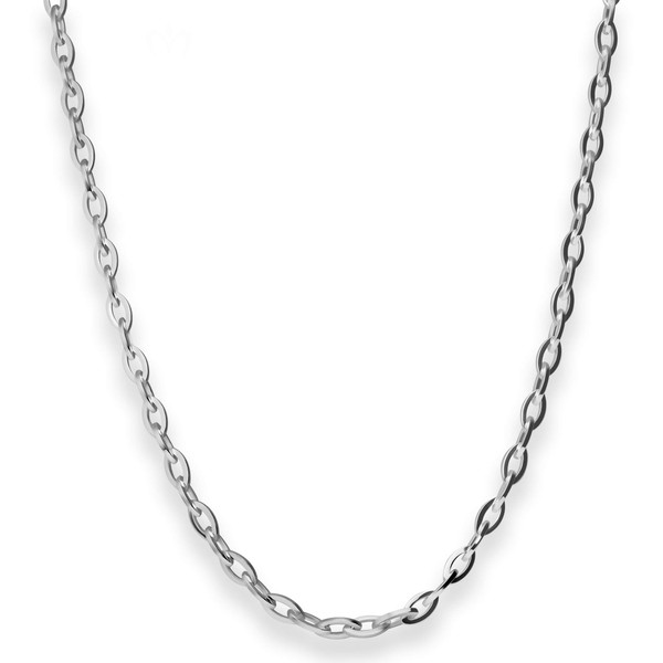 3.8mm Ankerkette weit aus 925 Silber rhodiniert 45cm