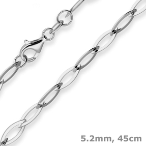 5,2mm Ankerkette weit Collier Spitzoval Halskette aus 925 Silber rhodiniert 45cm