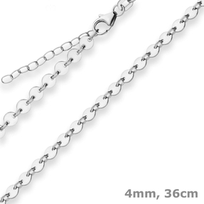 4mm Plattenkette Silberkette Collier Halskette aus 925 Silber 36cm