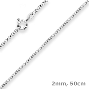 2mm Erbskette Silberkette Collier Halskette aus 925 Silber rhodiniert 50cm
