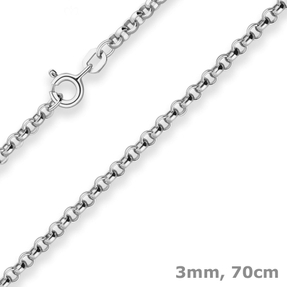 3mm Erbskette Silberkette Collier Halskette aus 925 Silber 70cm
