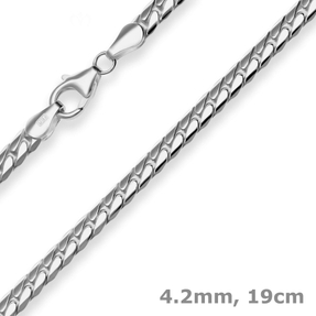 4,2mm Armband Panzerkette oval Armschmuck aus 925 Silber rhodiniert 19cm
