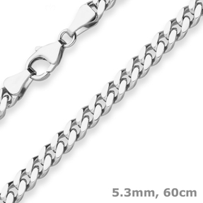 5,3mm Panzerkette oval diamantiert Kette Collier Halskette aus 925 Silber 60cm