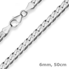 6mm Panzerkette Silberkette Collier Halskette aus 925 Silber rhodiniert 50cm