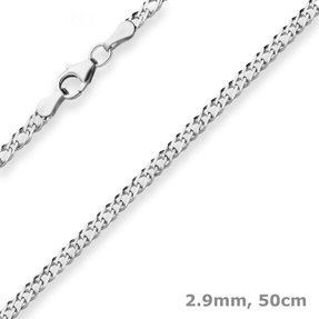2,9mm Zwillingspanzerkette Collier Halskette aus 925 Silber rhodiniert 50cm