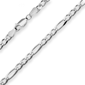 3,9mm Armband Figarokette diamantiert Armschmuck aus 925 Silber rhodiniert 21cm
