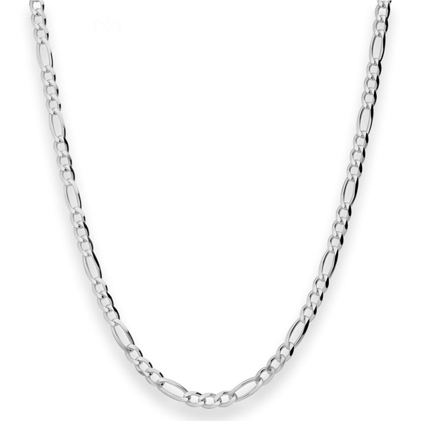 3.9mm Figarokette diamantiert aus 925 Silber rhodiniert 50cm