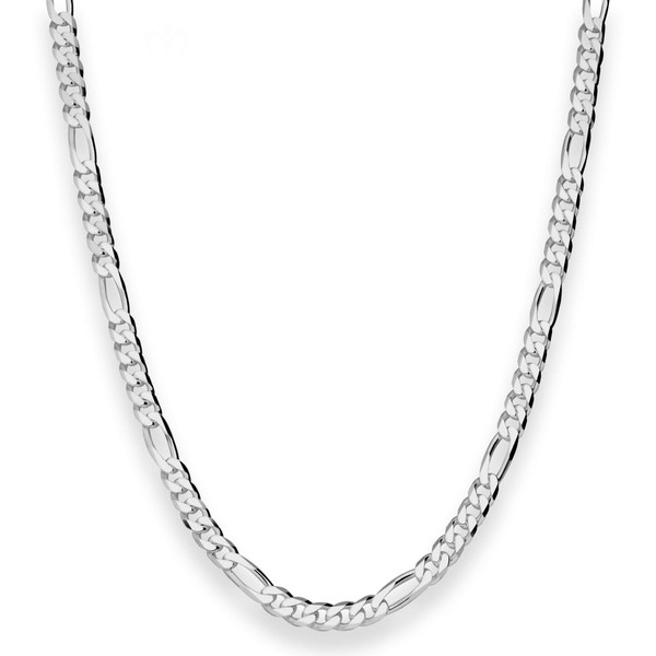 4.3mm Figarokette diamantiert aus 925 Silber rhodiniert 50cm