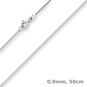 0,9mm Schlangenkette diamantiert Kette Collier aus 925 Silber rhodiniert 50cm