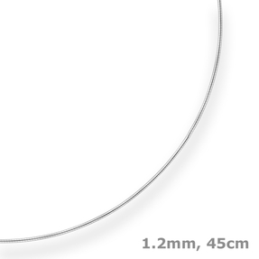 1,2mm Halsreif Halskette aus 925 Silber 45cm