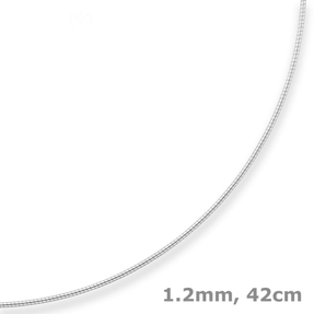 1,2mm Halsreif Omegareif Halskette aus 925 Silber rhodiniert 42cm