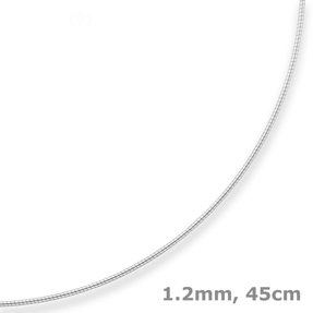 1,2mm Halsreif Omegareif Halskette aus 925 Silber rhodiniert 45cm