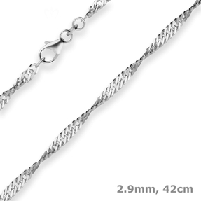 2,9mm Singapurkette Silberkette Collier Halskette aus 925 Silber rhodiniert 42cm