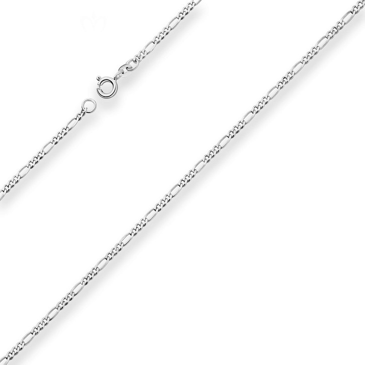 2.2mm Figarokette diamantiert aus 925 Silber rhodiniert 50cm
