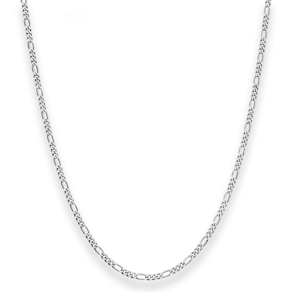 2.2mm Figarokette diamantiert aus 925 Silber rhodiniert 50cm