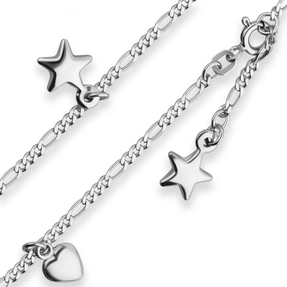 2,2mm Figarokette diamantiert Kette Fusskette Fussschmuck aus 925 Silber 25cm 2,2mm Figarokette diamantiert Kette Fusskette Fussschmuck aus 925 Silber 25cm