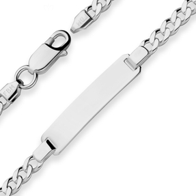 4,7mm Id-Armband Panzerkette Schildband aus 925 Silber rhodiniert 20cm