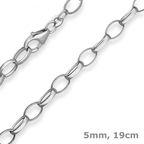 5mm Armband Erbskette Silberarmband Armschmuck aus 925 Silber rhodiniert 19cm