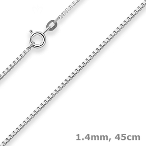 1,4mm Veneziakette Silberkette Collier Halskette aus 925 Silber rhodiniert 45cm