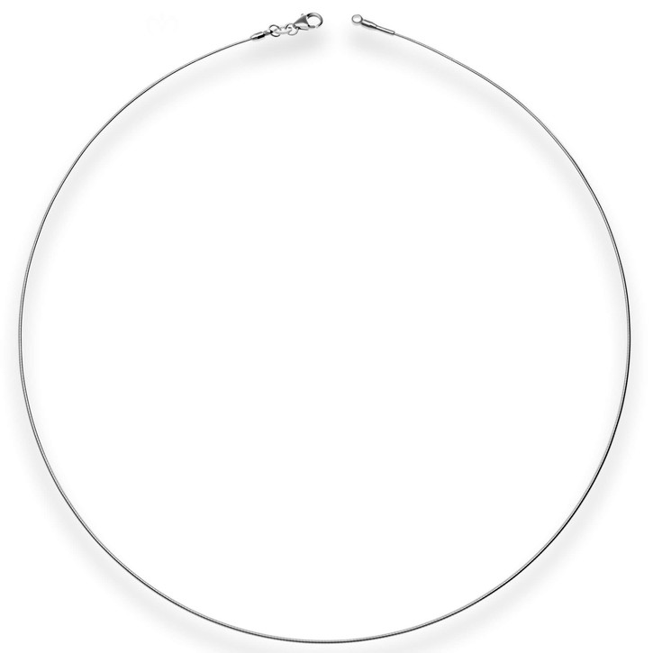 0.8mm Halsreif Omegakette Tondakette aus 750 Weißgold 45cm