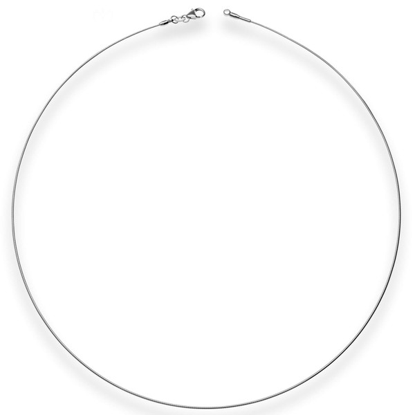 0.8mm Halsreif Omegakette Tondakette aus 750 Weißgold 45cm