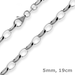 5mm Armband Erbskette Silberarmband Armschmuck aus 925 Silber rhodiniert 19cm
