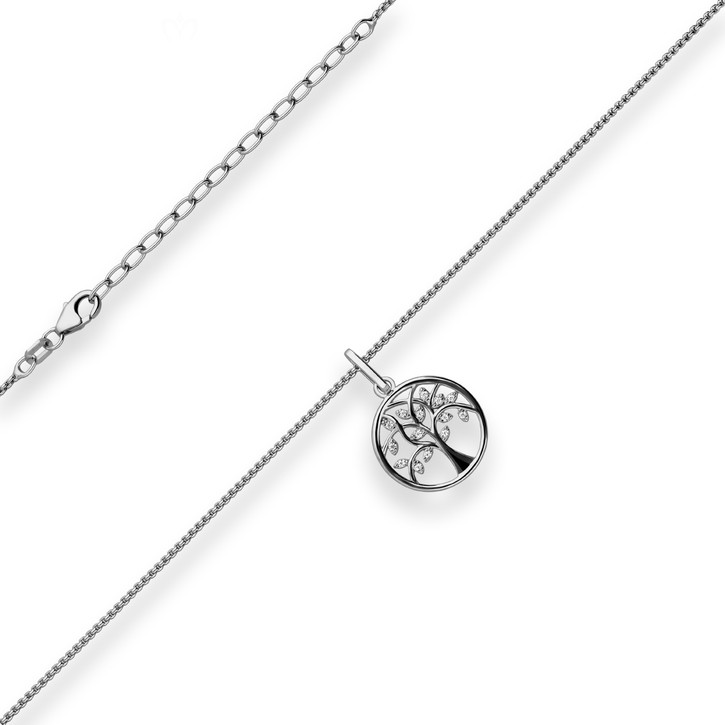 1.1mm Veneziakette rund Lebensbaum 925 Silber rhodiniert 42cm