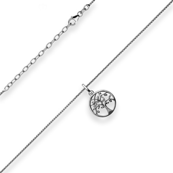 1.1mm Veneziakette rund Lebensbaum 925 Silber rhodiniert 42cm