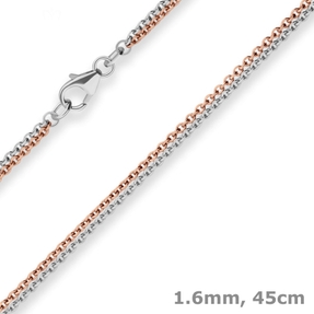 1,6mm Rund-Ankerkette Goldkette Collier Halskette aus 585 Gold rot/weiß 45cm 1,6mm Rund-Ankerkette Goldkette Collier Halskette aus 585 Gold rot/weiß 45cm