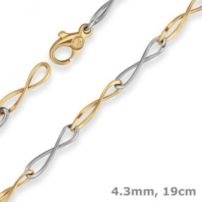 4,3mm Armband Fantasiekette Unendlichkeit, Infinity aus 333 Gold gelb/weiß 19cm 4,3mm Armband Fantasiekette Unendlichkeit, Infinity aus 333 Gold gelb/weiß 19cm
