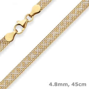 4,8mm Geflechte-Kette Collier Collier Halskette aus 375 Gold gelb/weiß 45cm 4,8mm Geflechte-Kette Collier Collier Halskette aus 375 Gold gelb/weiß 45cm