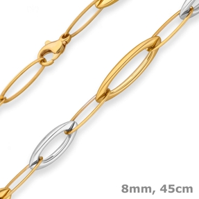 8mm Fantasiekette Goldkette Collier Halskette aus 585 Gold gelb/weiß 45cm 8mm Fantasiekette Goldkette Collier Halskette aus 585 Gold gelb/weiß 45cm
