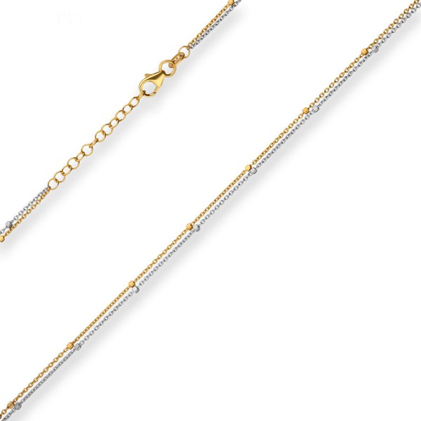 1.4mm Fantasiekette aus 585 Gold gelb weiß 42cm