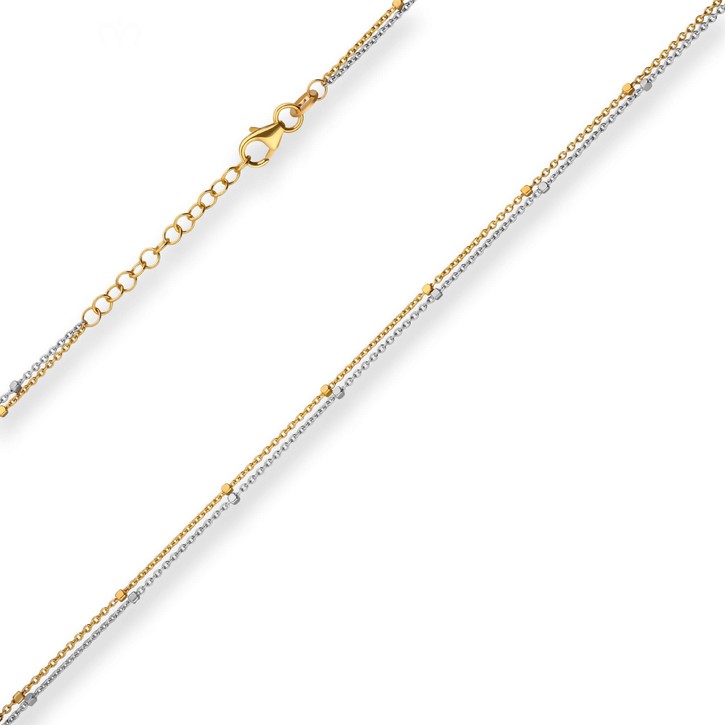 1.4mm Fantasiekette aus 375 Gold gelb weiß 42cm