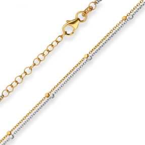 1,4mm Fantasiekette Goldkette Collier Halskette aus 375 Gold gelb/weiß 42cm