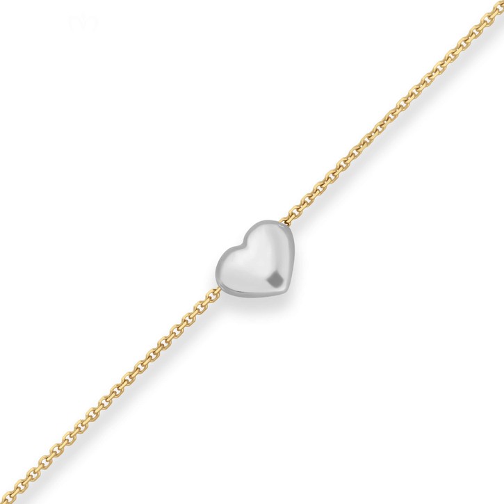 0.5mm Ankerkette diamantiert Herz aus 375 Gold gelb weiß 38cm